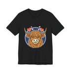 Smiley Highland Cow Tee | summer aesthetic, hand-drawn pastel coastal vibes