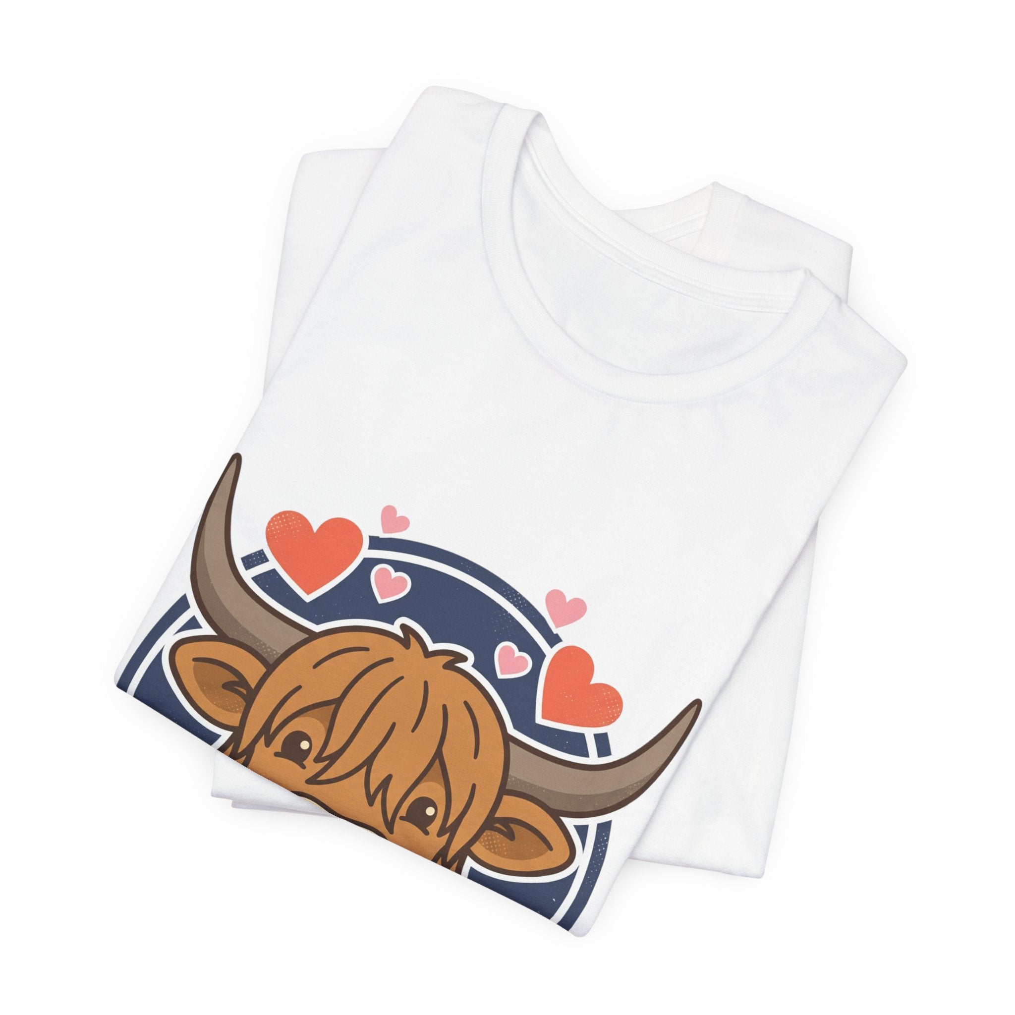 Smiley Highland Cow Tee | summer aesthetic, hand-drawn pastel coastal vibes