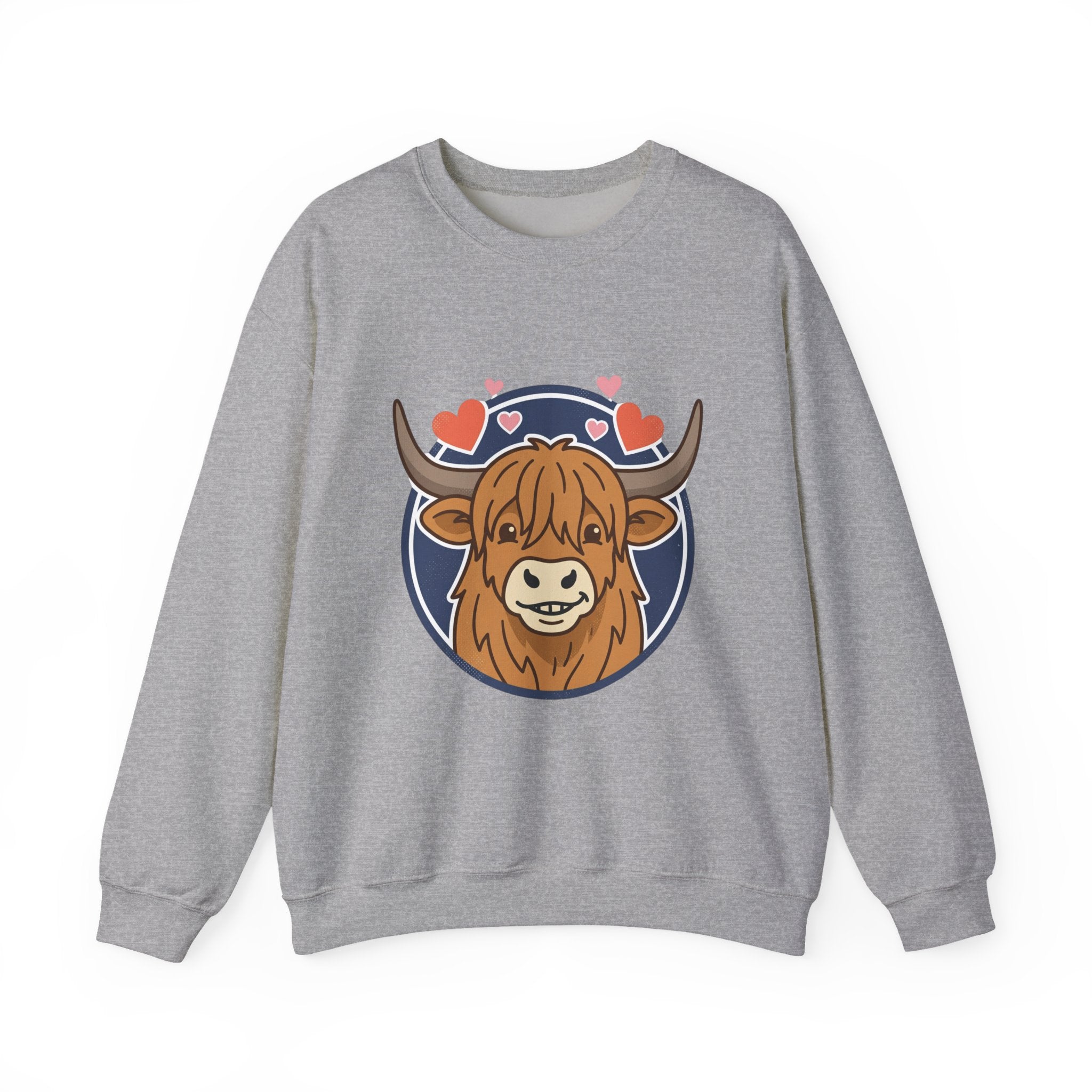 Sunny Highland Cow Crewneck Sweatshirt | summer aesthetic, pastel coastal vibes