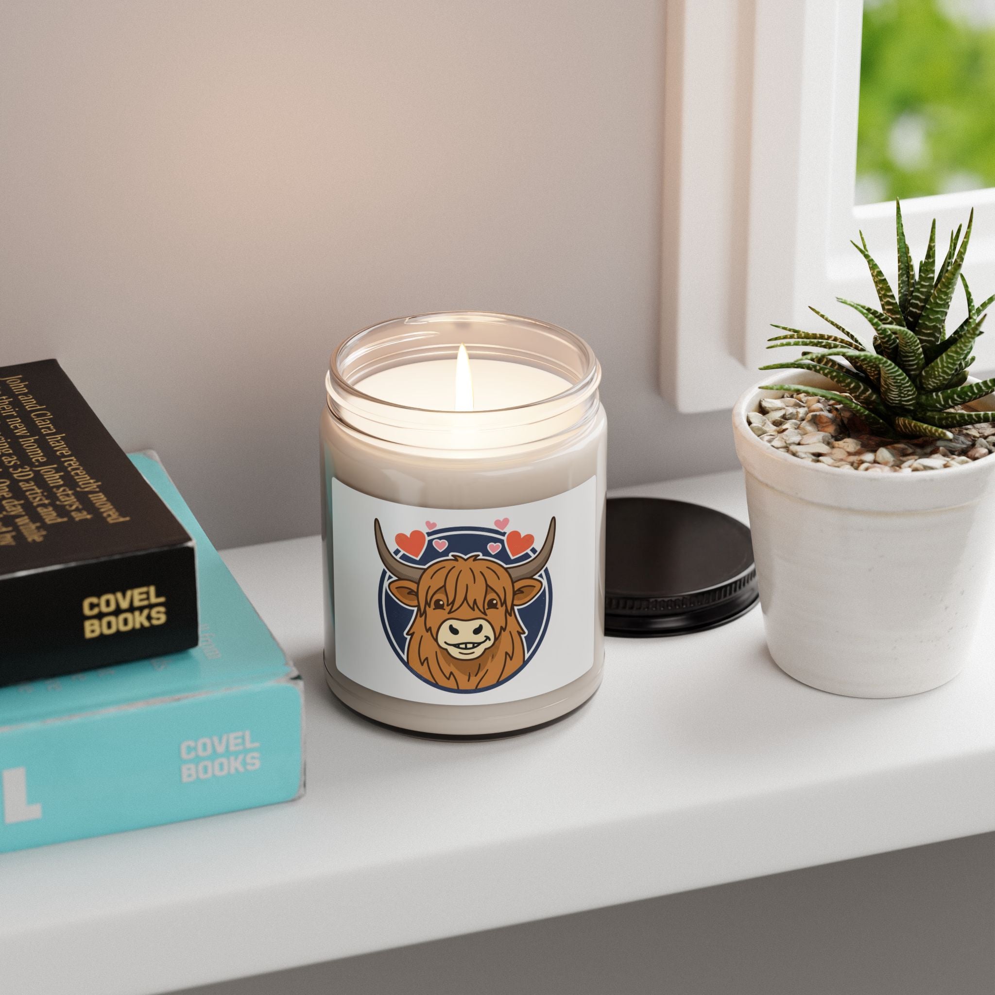 Sunny Highland Cow Candle, Soy Candle | Summer Aesthetic, Pastel Coastal Vibes