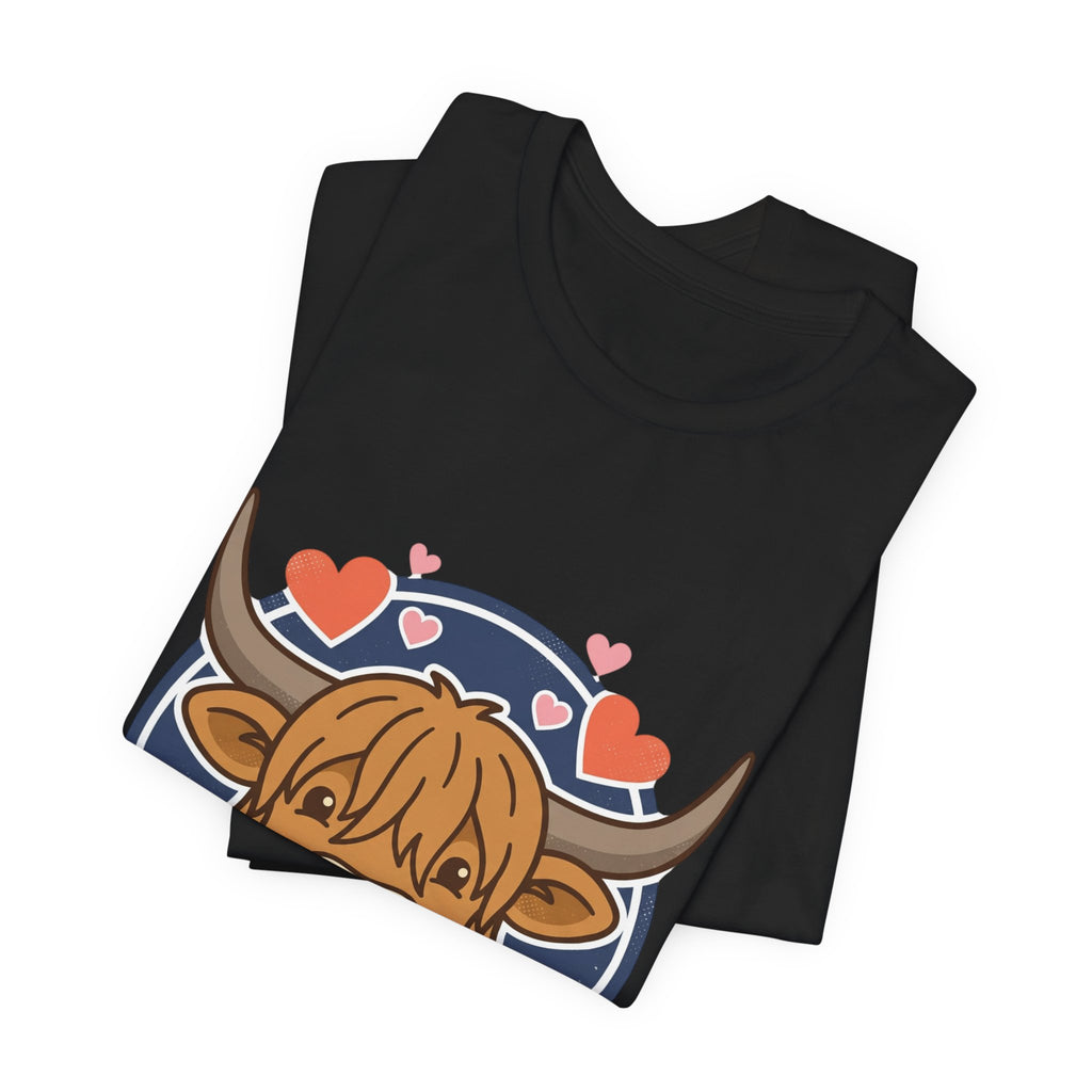 Smiley Highland Cow Tee | summer aesthetic, hand-drawn pastel coastal vibes