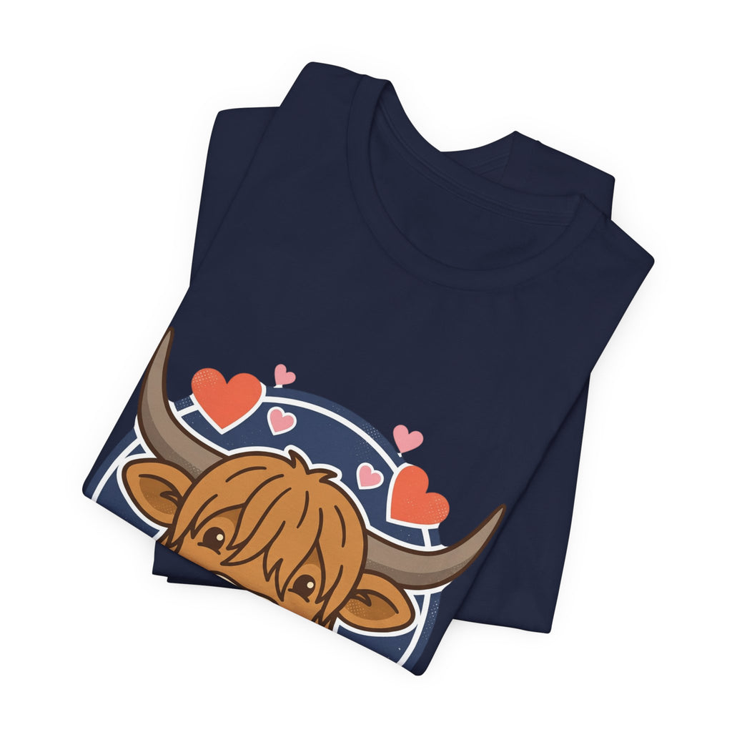 Smiley Highland Cow Tee | summer aesthetic, hand-drawn pastel coastal vibes