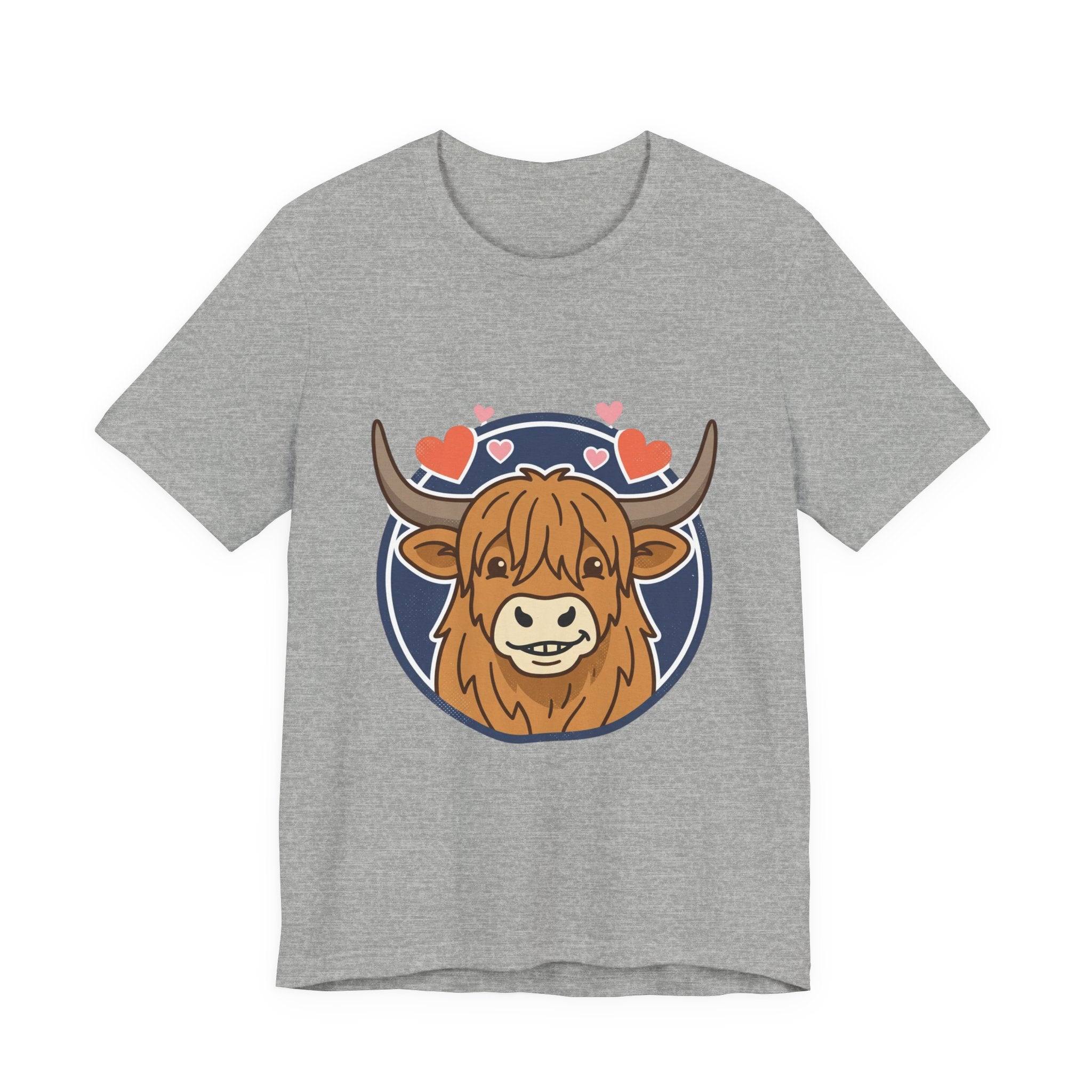 Smiley Highland Cow Tee | summer aesthetic, hand-drawn pastel coastal vibes
