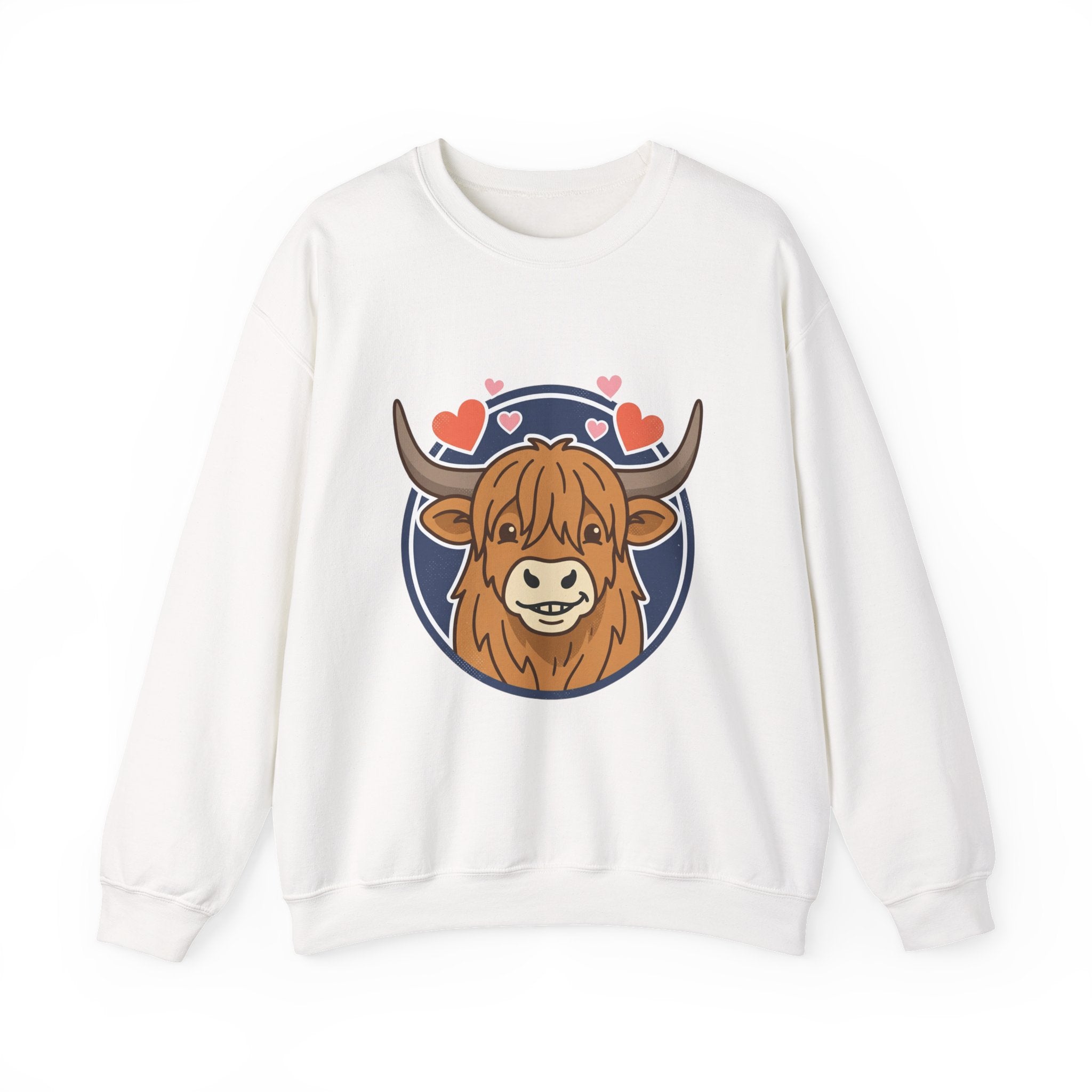 Sunny Highland Cow Crewneck Sweatshirt | summer aesthetic, pastel coastal vibes