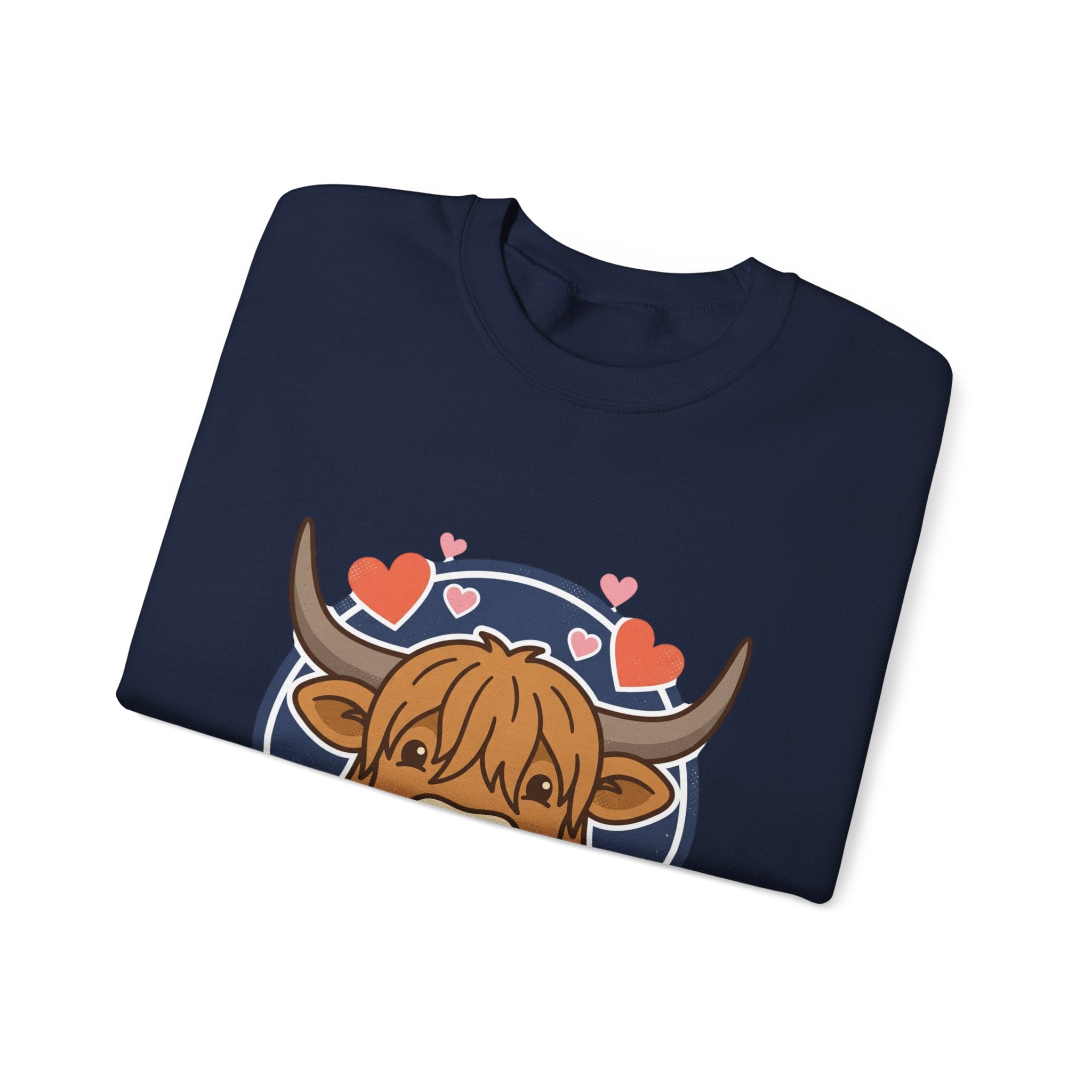 Sunny Highland Cow Crewneck Sweatshirt | summer aesthetic, pastel coastal vibes