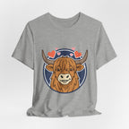 Smiley Highland Cow Tee | summer aesthetic, hand-drawn pastel coastal vibes