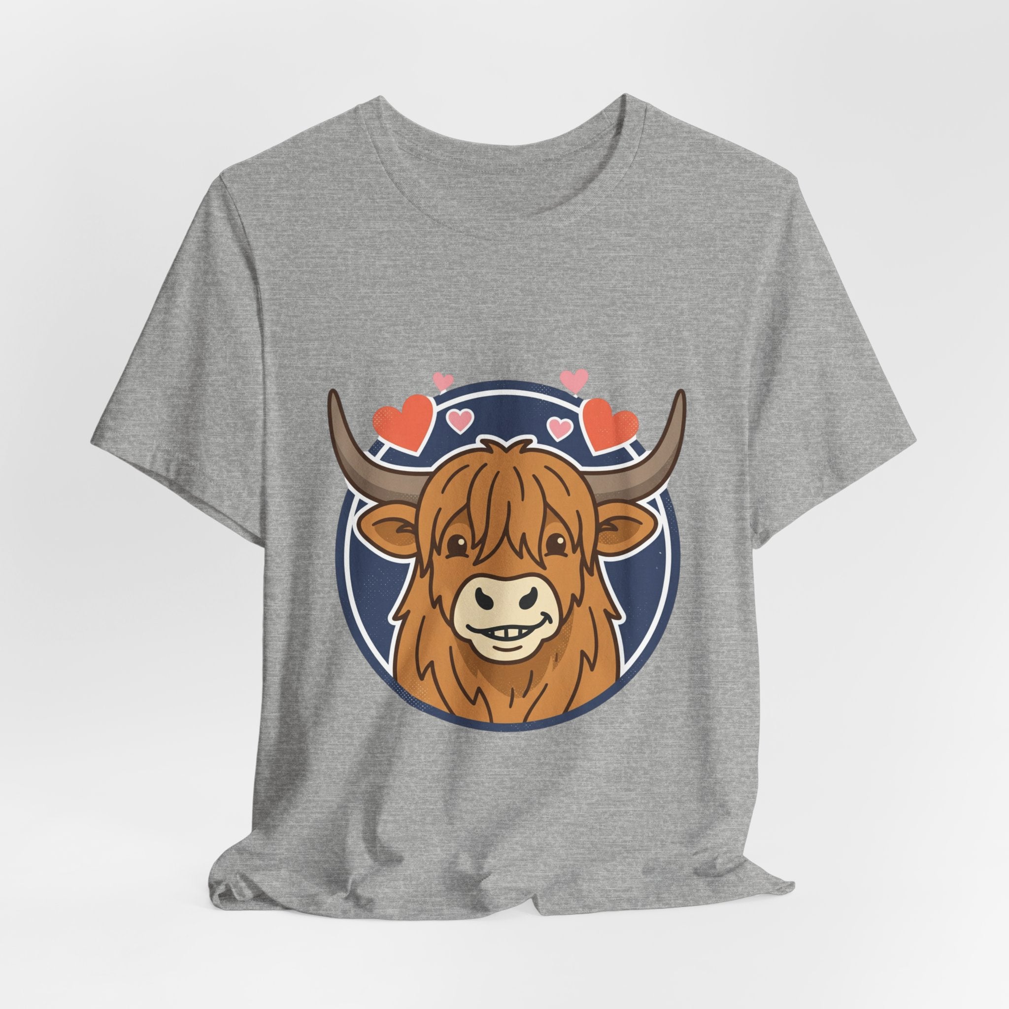 Smiley Highland Cow Tee | summer aesthetic, hand-drawn pastel coastal vibes