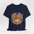 Smiley Highland Cow Tee | summer aesthetic, hand-drawn pastel coastal vibes
