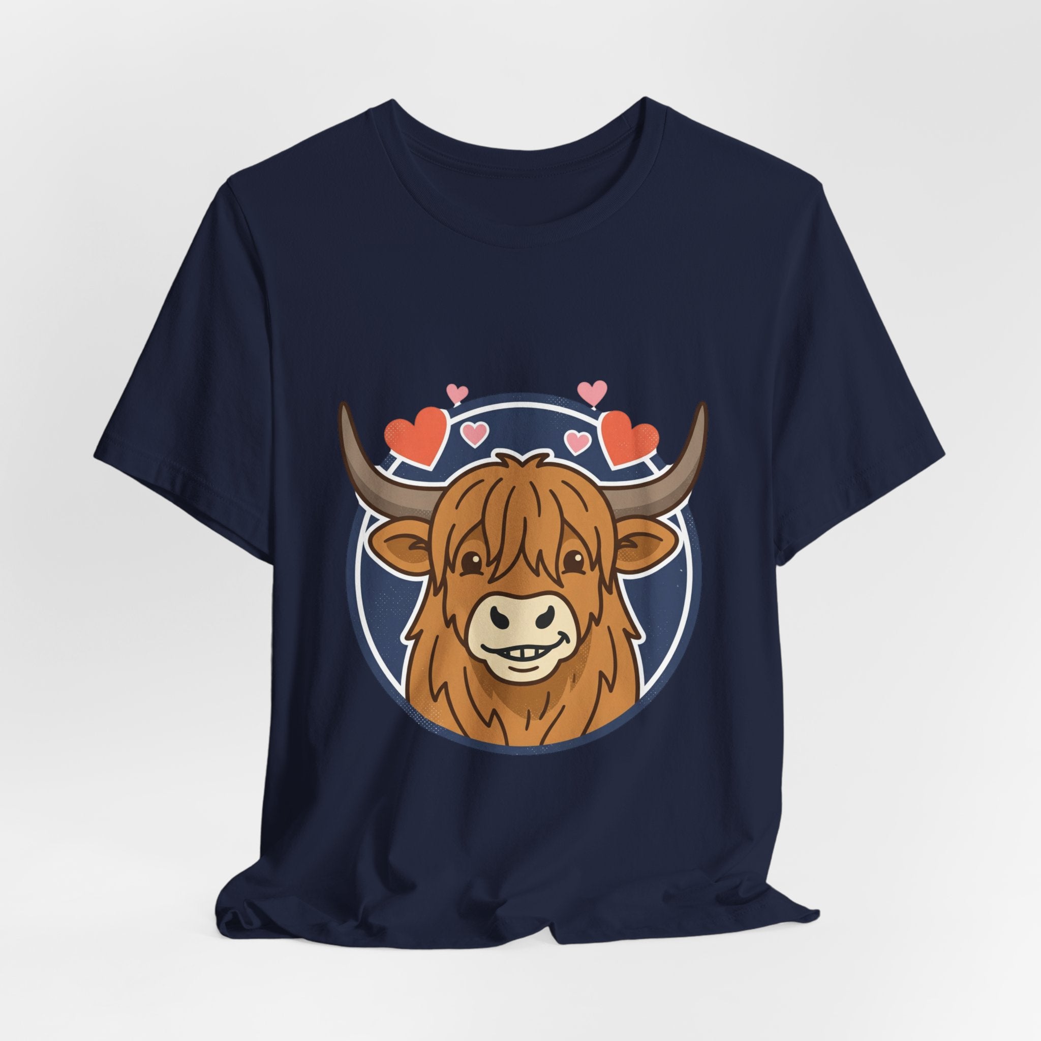 Smiley Highland Cow Tee | summer aesthetic, hand-drawn pastel coastal vibes