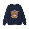 Sunny Highland Cow Crewneck Sweatshirt | summer aesthetic, pastel coastal vibes