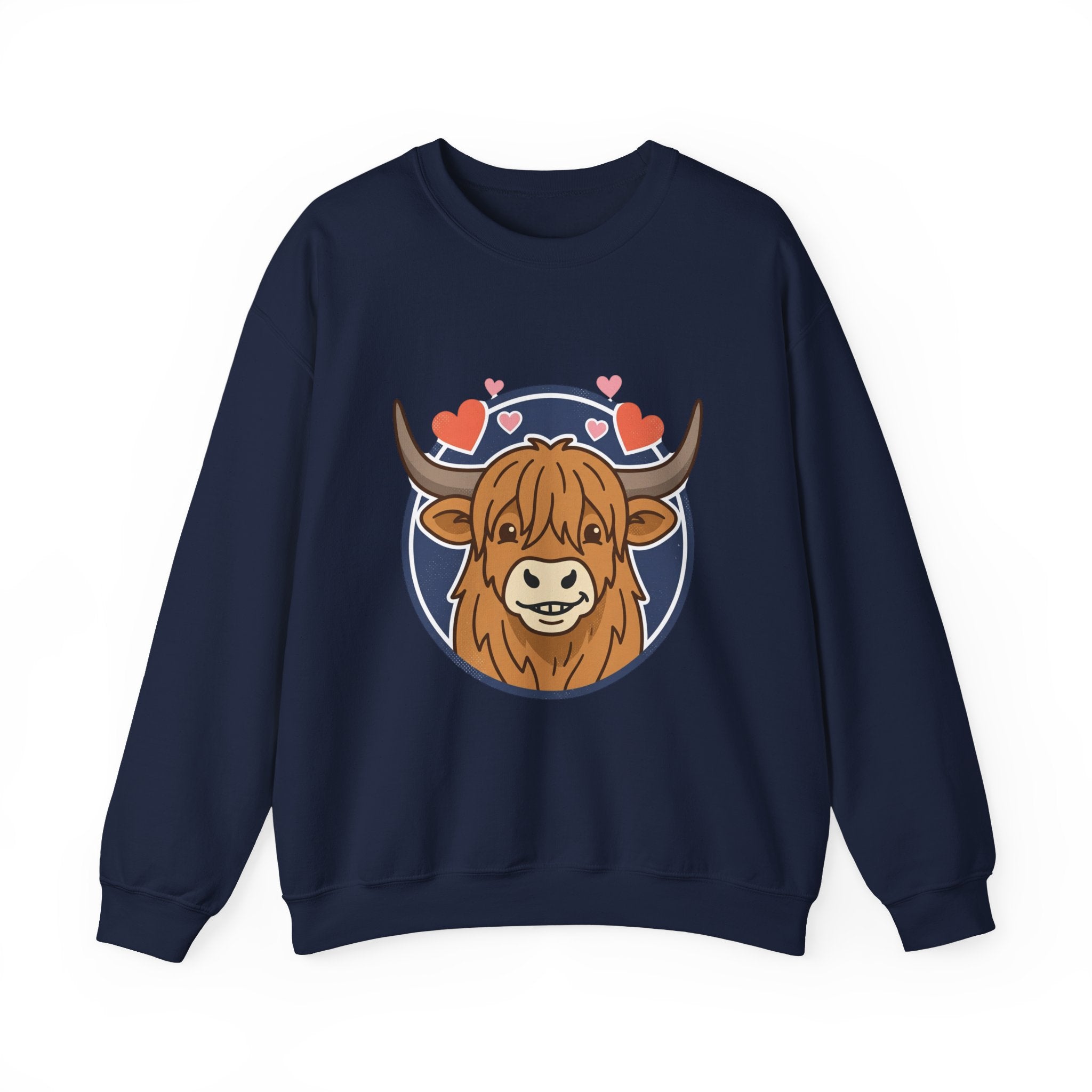 Sunny Highland Cow Crewneck Sweatshirt | summer aesthetic, pastel coastal vibes