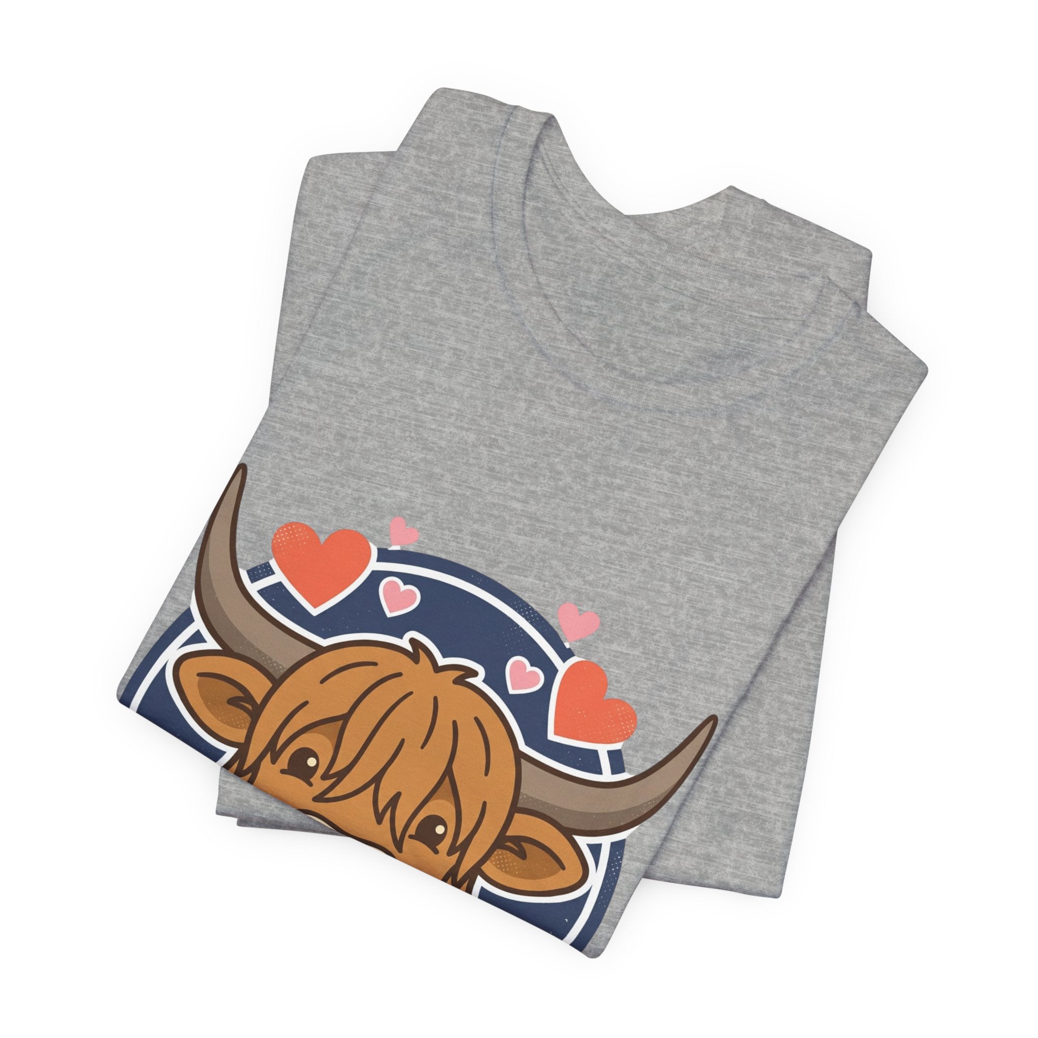 Smiley Highland Cow Tee | summer aesthetic, hand-drawn pastel coastal vibes