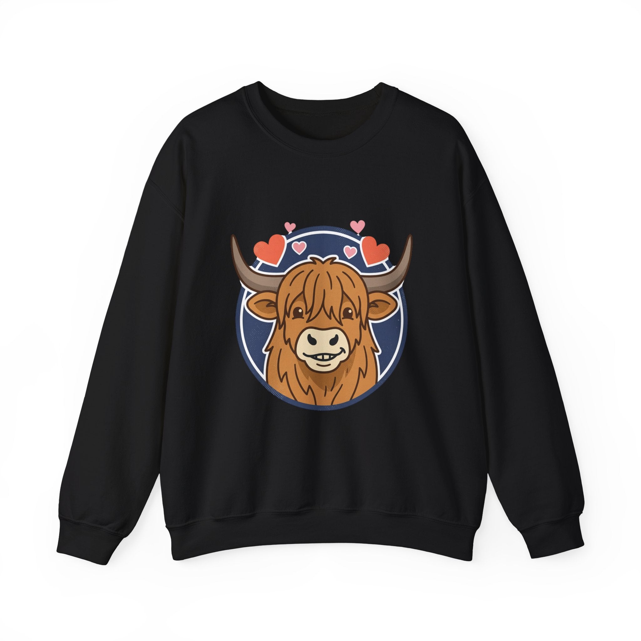 Sunny Highland Cow Crewneck Sweatshirt | summer aesthetic, pastel coastal vibes