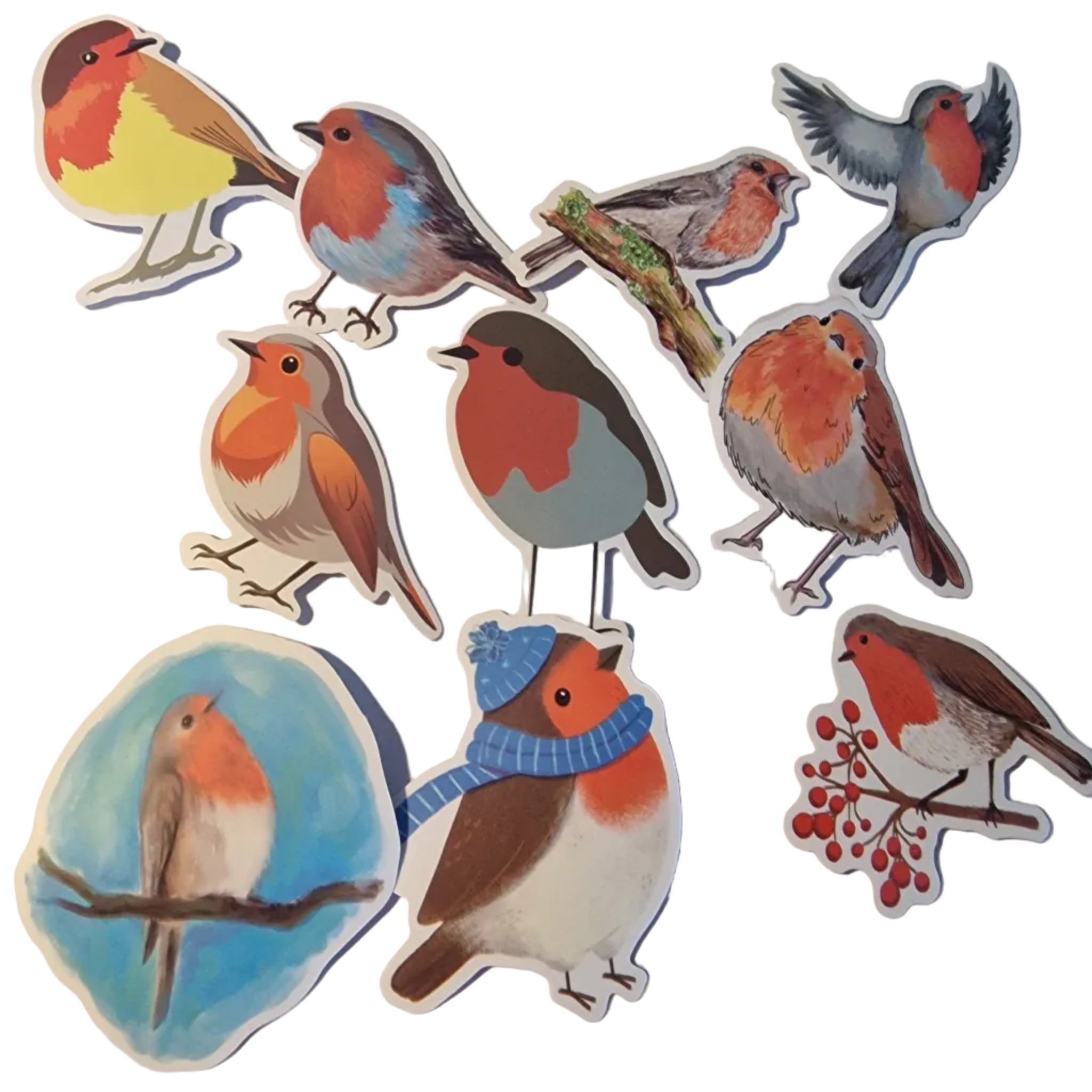 10pc Robin Stickers | Festive Christmas Stickers | NB Store