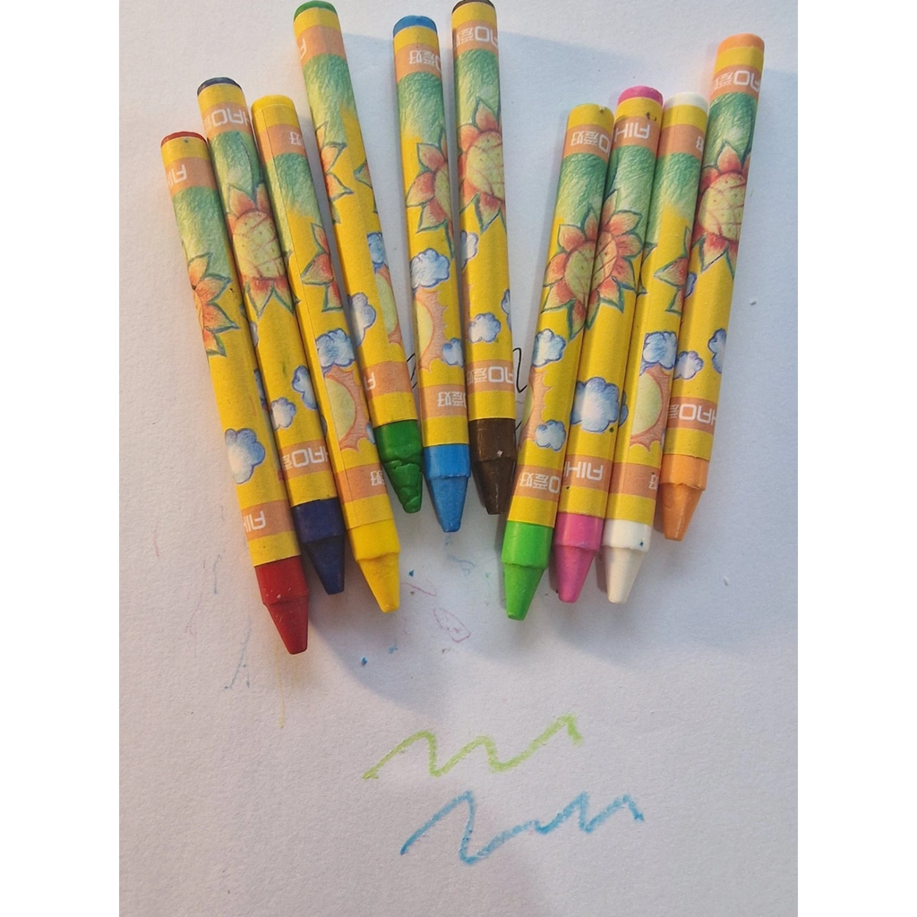 12 PC Wax Crayons Multicolour | Kids Art & Craft Pencils | NB Store