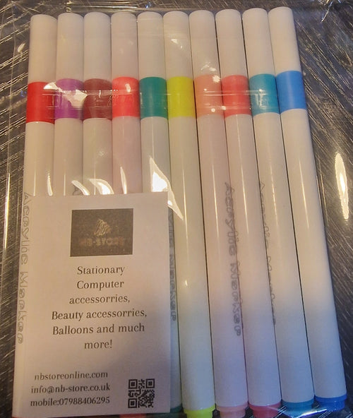 10pc Acrylic Markers | Vibrant Colours for Art & Craft