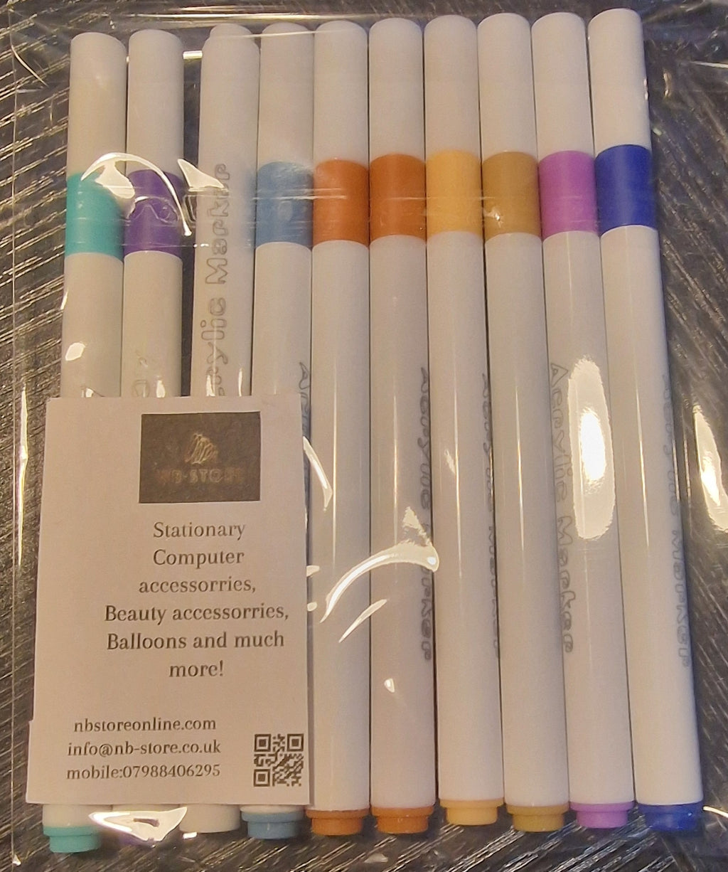 10pc Acrylic Markers | Vibrant Colours for Art & Craft