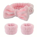 Pink Plush Spa Headband & Wristband Set