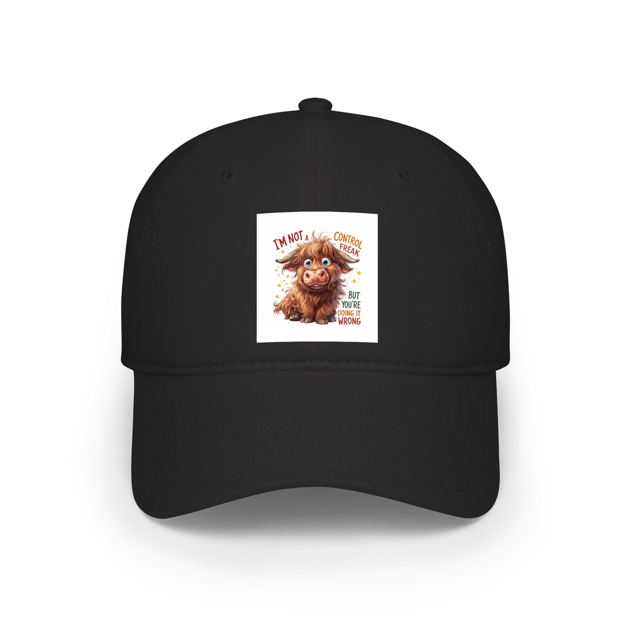 Cute Highland Cow Cap - "I'm Not Moody, Just Scottish" Low Profile Baseball Hat