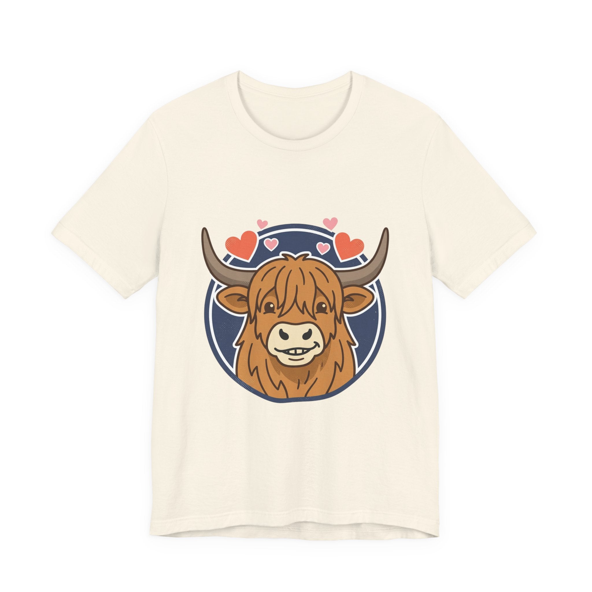 Smiley Highland Cow Tee | summer aesthetic, hand-drawn pastel coastal vibes