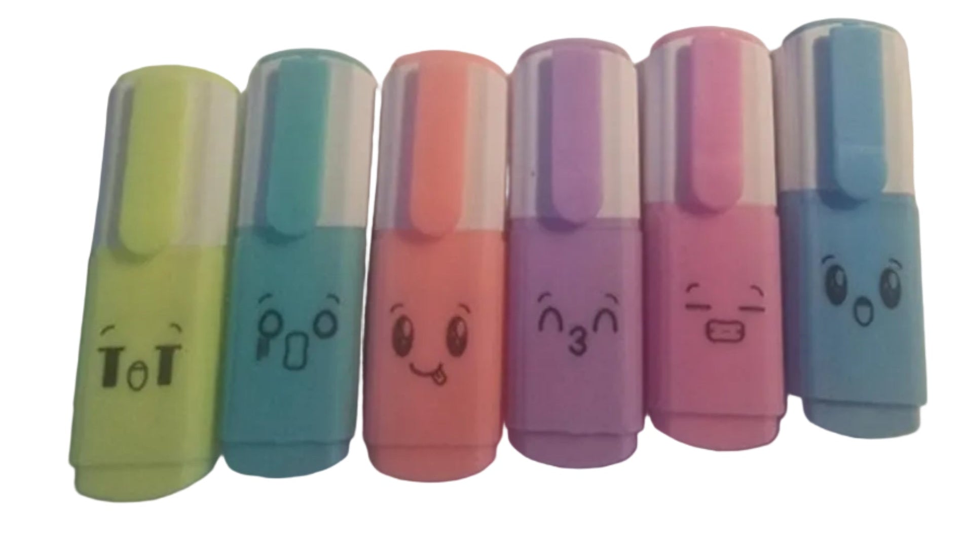 6 Small Highlighter Pens Bright Colours for School, Office & Study