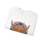 Sunny Highland Cow Crewneck Sweatshirt | summer aesthetic, pastel coastal vibes