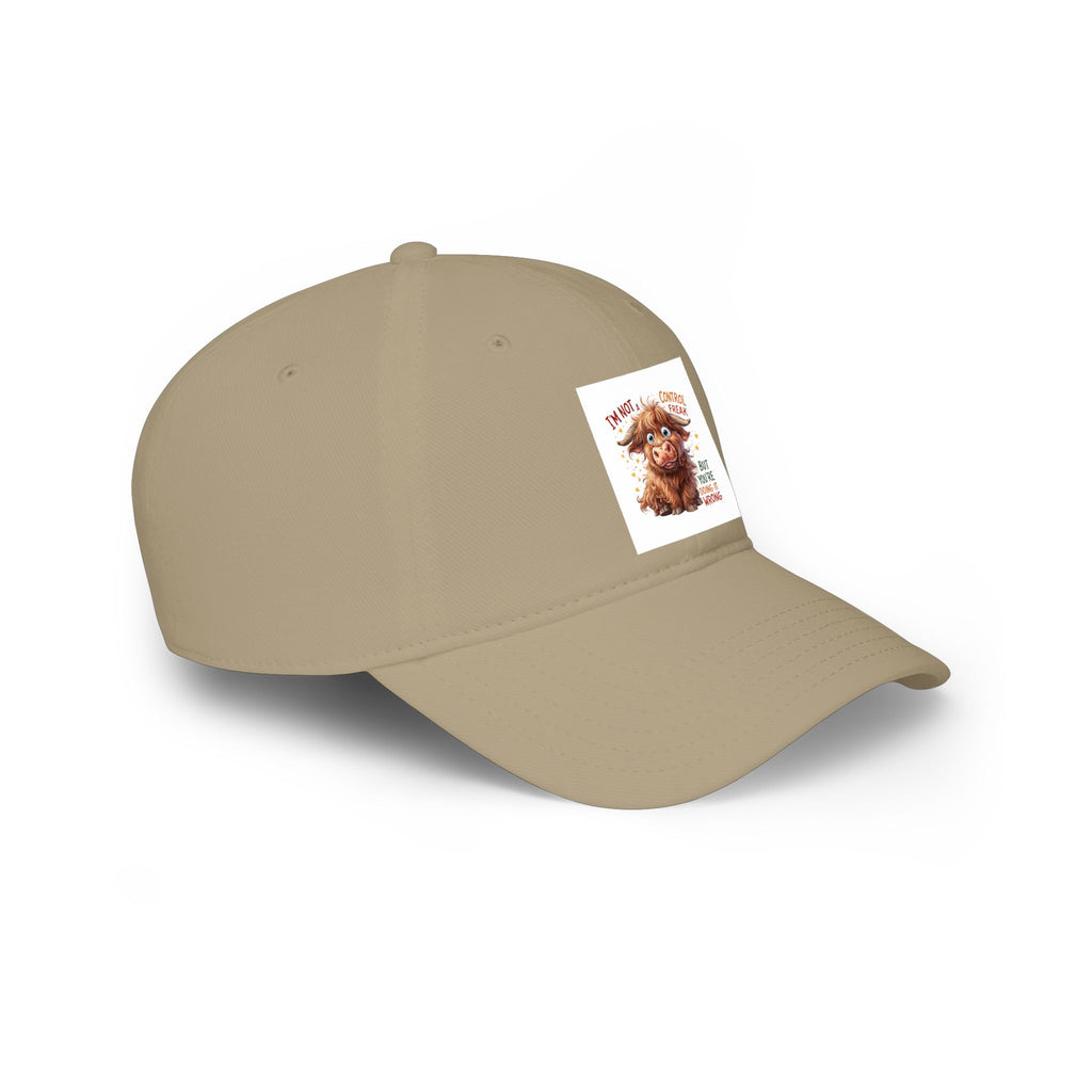 Cute Highland Cow Cap - "I'm Not Moody, Just Scottish" Low Profile Baseball Hat