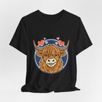 Smiley Highland Cow Tee | summer aesthetic, hand-drawn pastel coastal vibes