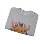 Sunny Highland Cow Crewneck Sweatshirt | summer aesthetic, pastel coastal vibes