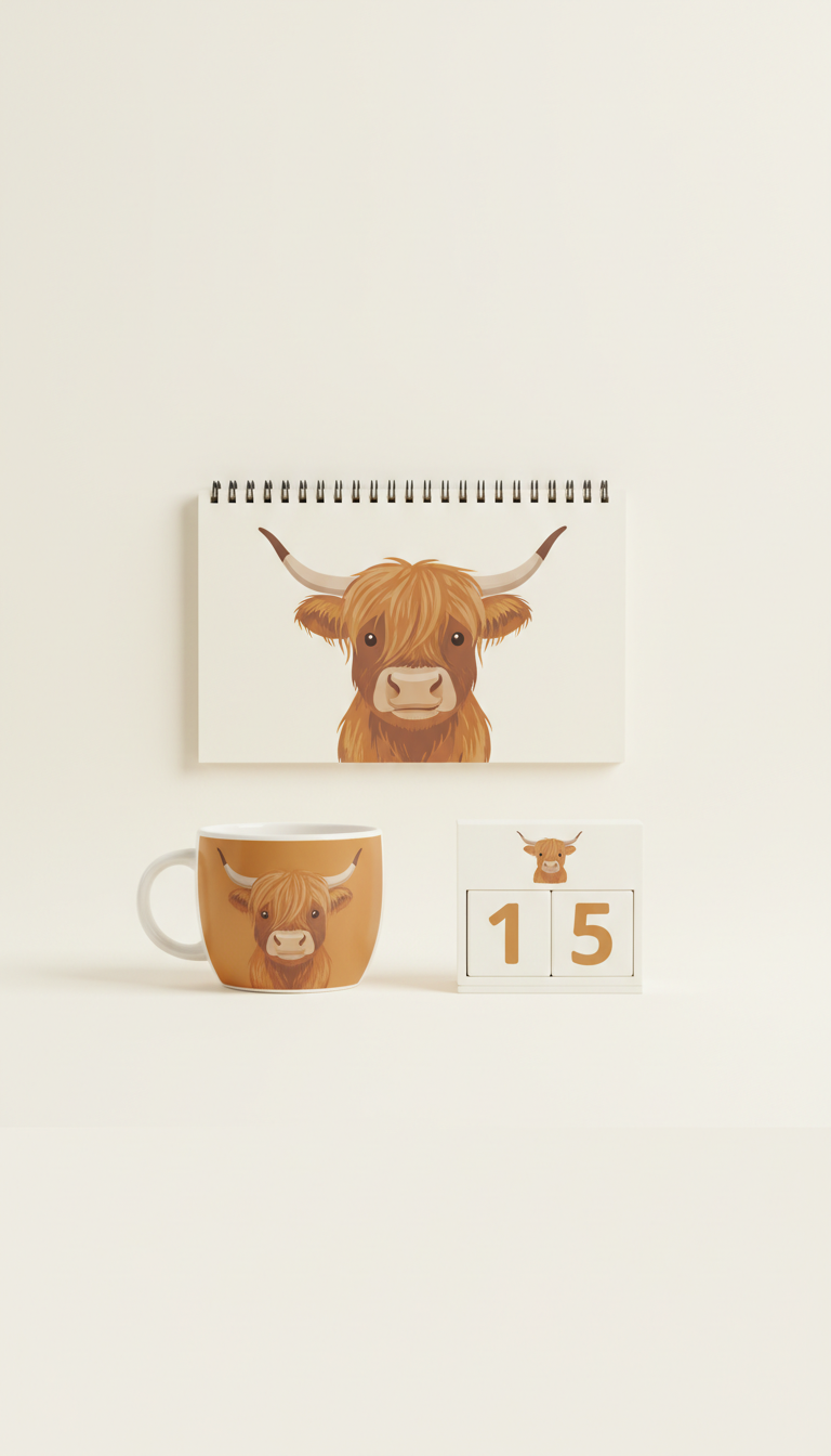 Highland Cow Textured Stationery Set