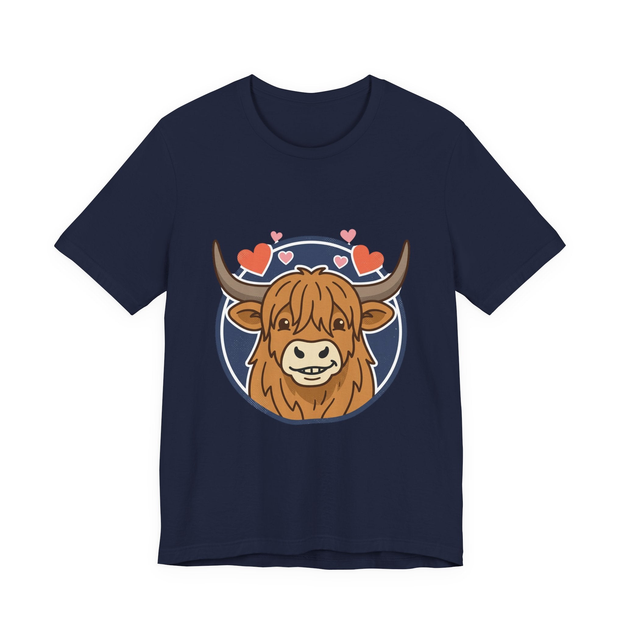 Smiley Highland Cow Tee | summer aesthetic, hand-drawn pastel coastal vibes