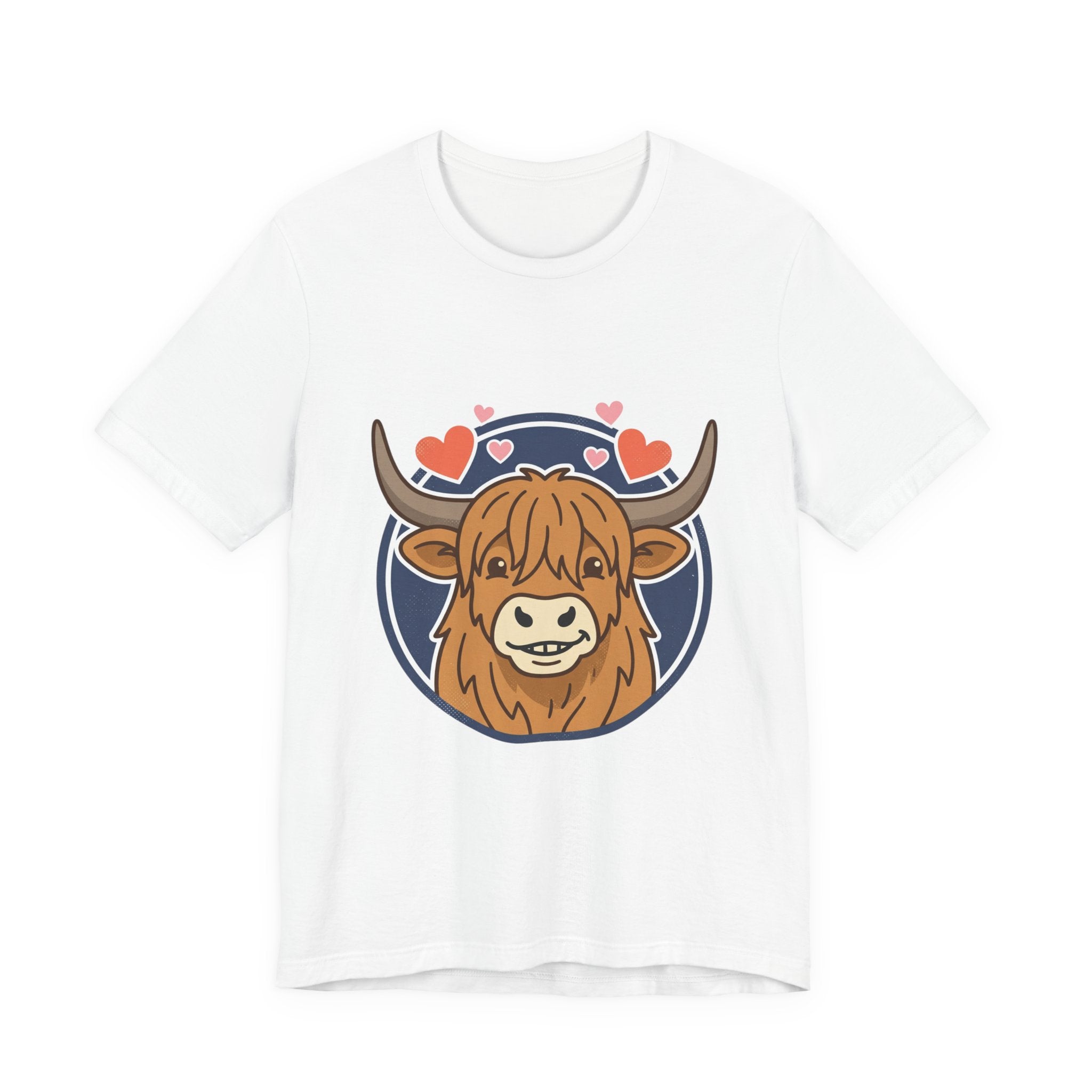 Smiley Highland Cow Tee | summer aesthetic, hand-drawn pastel coastal vibes