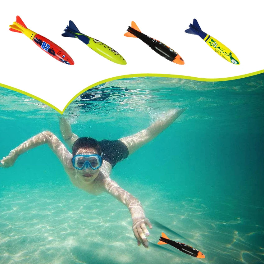 Kids Shark Rocket Pool Diving Toys – Summer Swimming Pool Dive Game Set