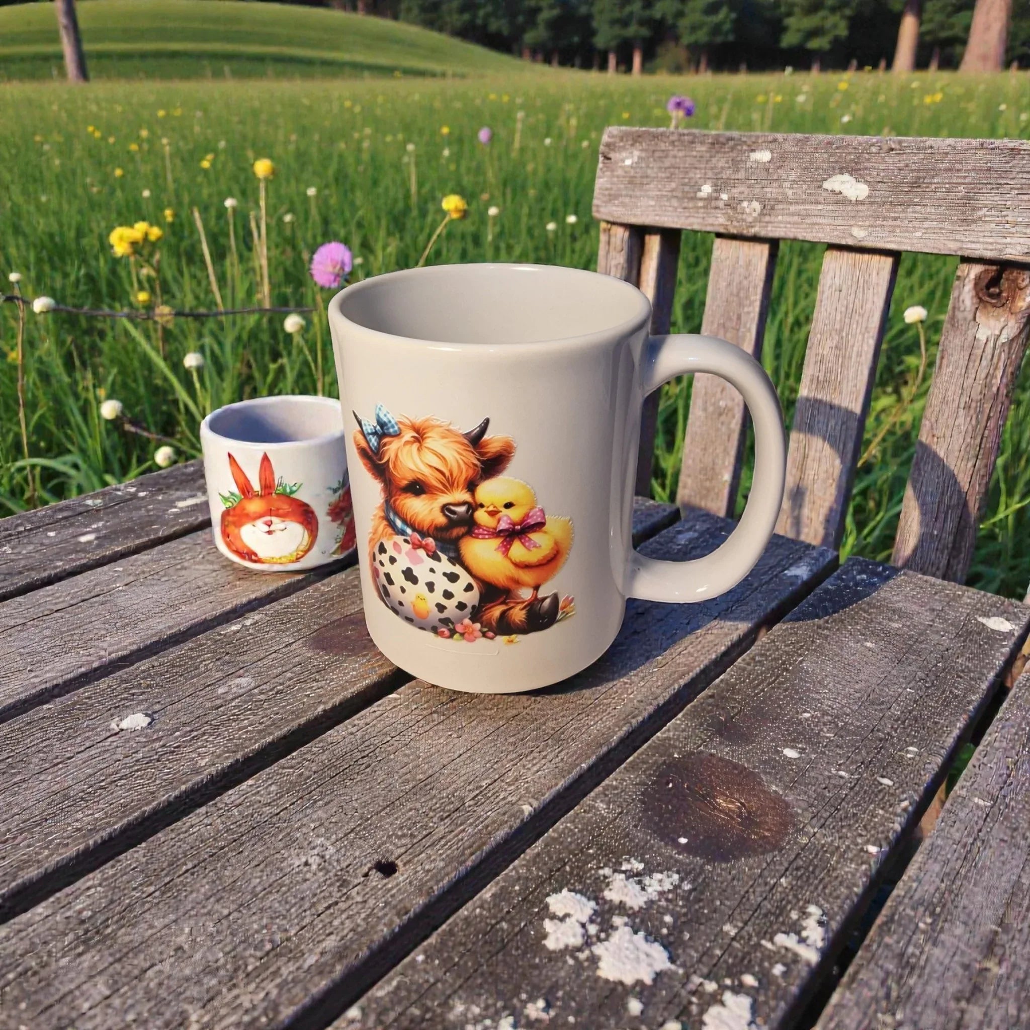 Highland Cow Easter Coffee Mug (1 )