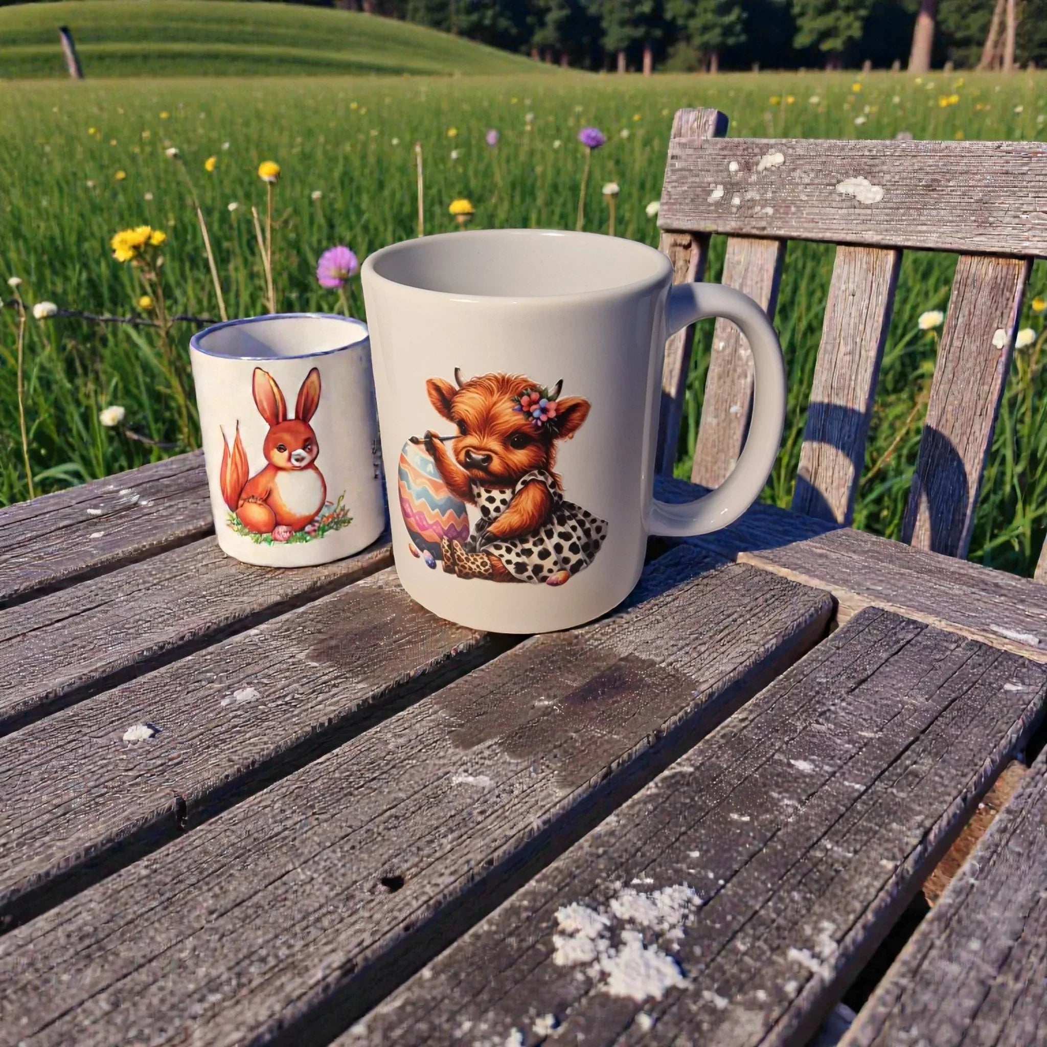 Highland Cow Easter Coffee Mug (1) Mugs