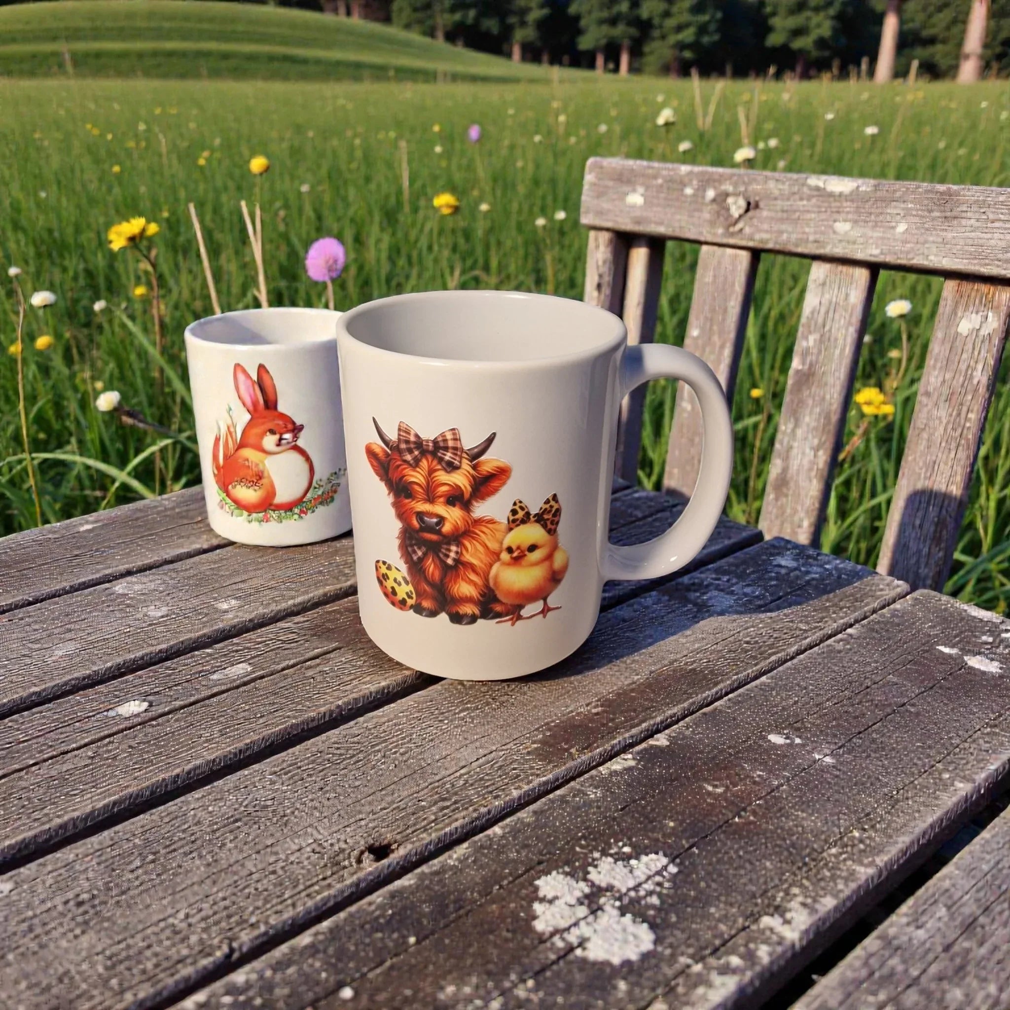 Highland Cow Easter Coffee Mug (1 )