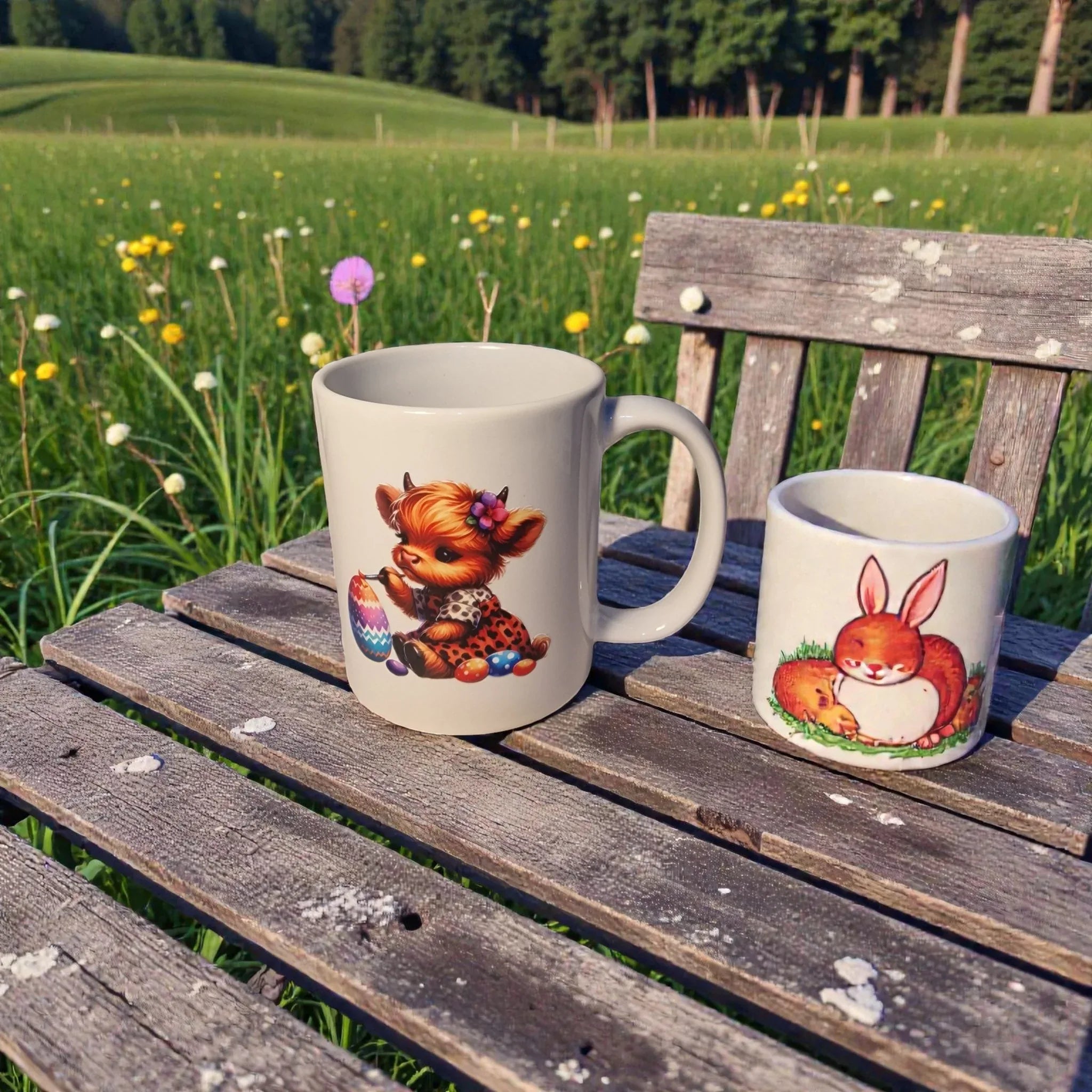 Highland Cow Easter Coffee Mug (1 )