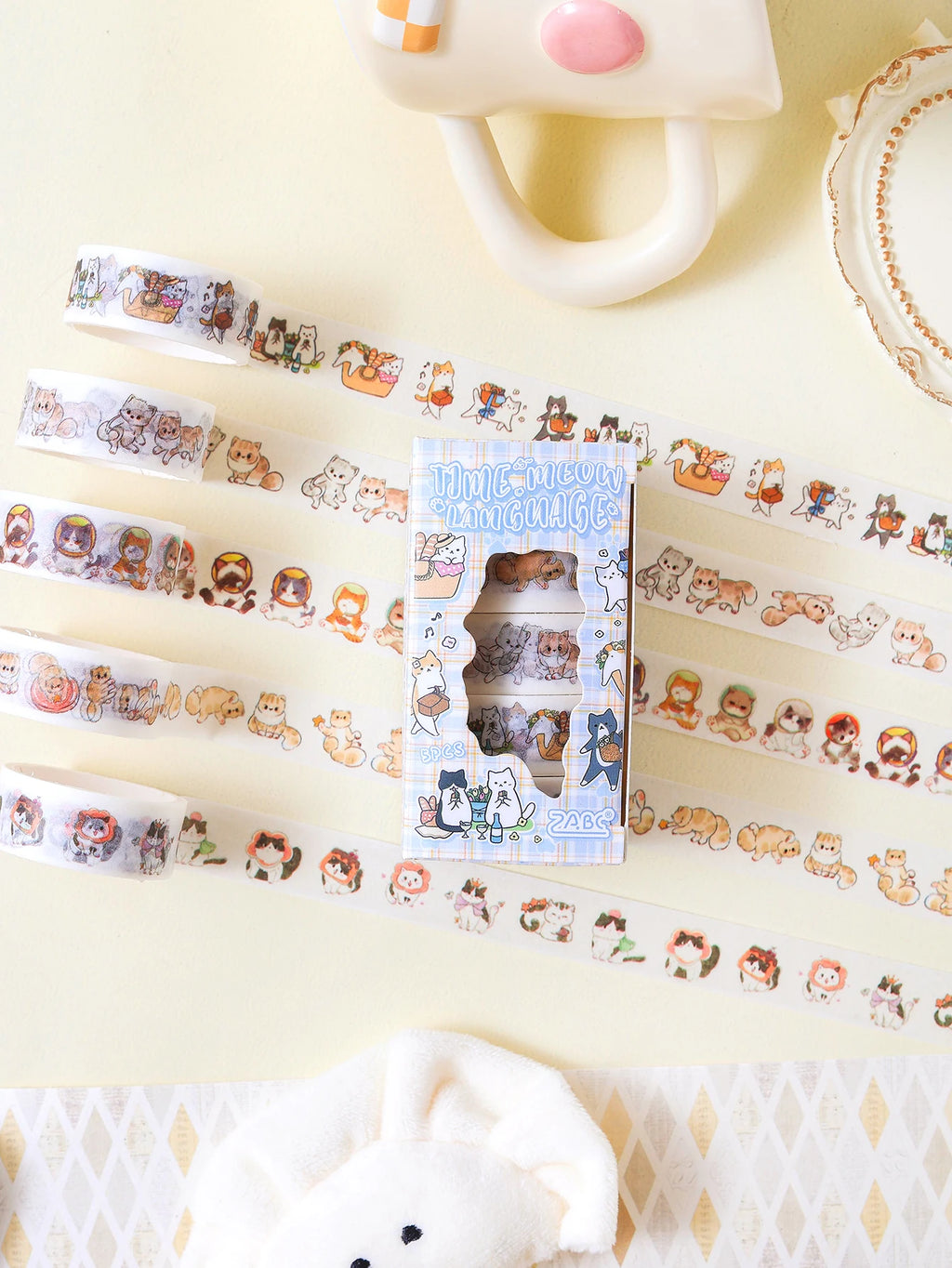Animal Pattern Washi Tape Set – 5 Rolls