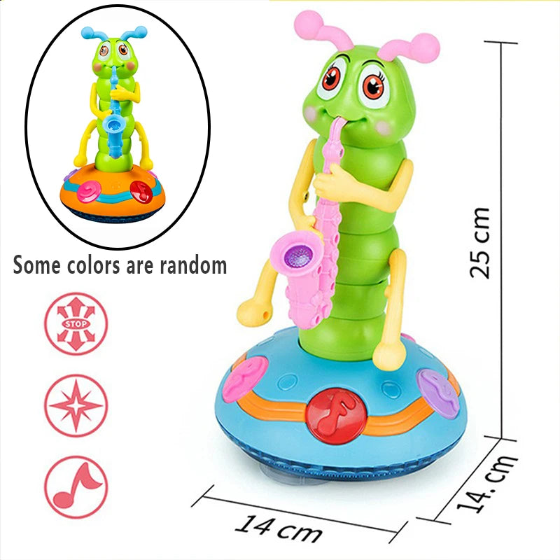 Electric Caterpillar Saxophone Toy – Dancing LED Light Music Toy for Kids