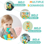 Baby Sensory Hanging Toy – Crinkle Squeaky Plush Animal with Teether for Pram, Crib & Car Seat