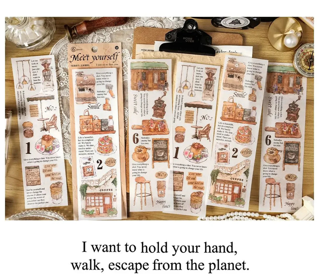 Travel Stickers Pack – 6pcs DIY Scrapbooking & Junk Journal