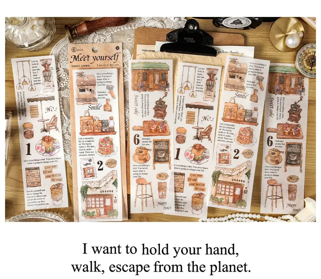 Travel Stickers Pack – 6pcs DIY Scrapbooking & Junk Journal