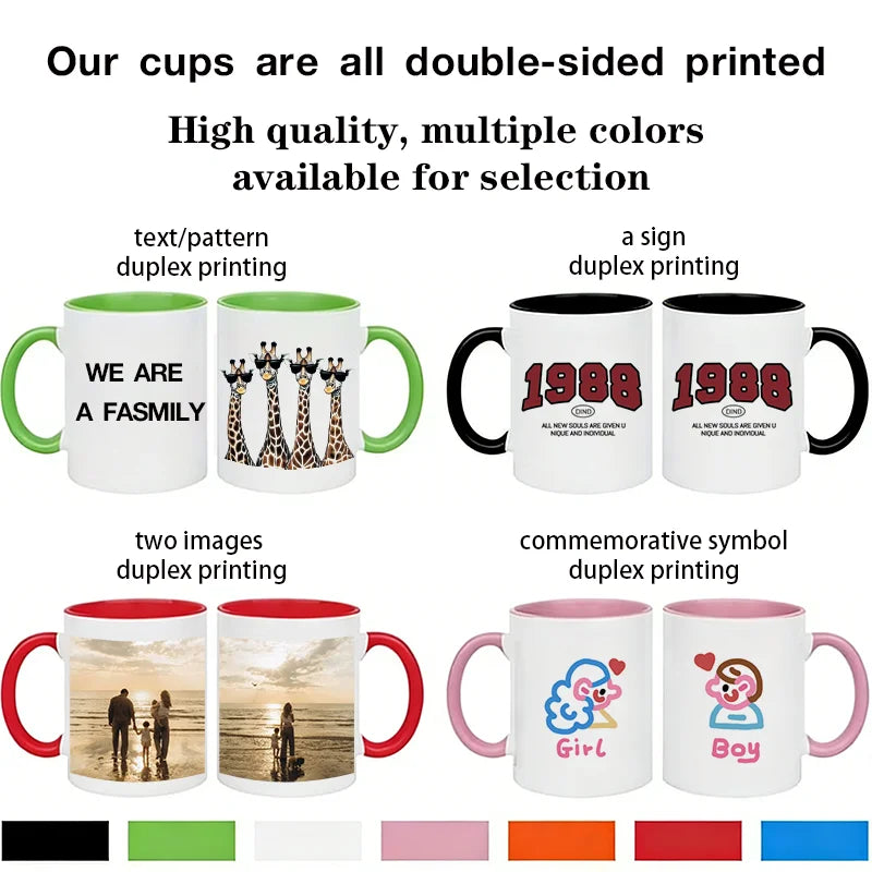 Personalised Photo & Text Mug – Custom Colour Ceramic Gift