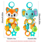 Baby Sensory Hanging Toy – Crinkle Squeaky Plush Animal with Teether for Pram, Crib & Car Seat