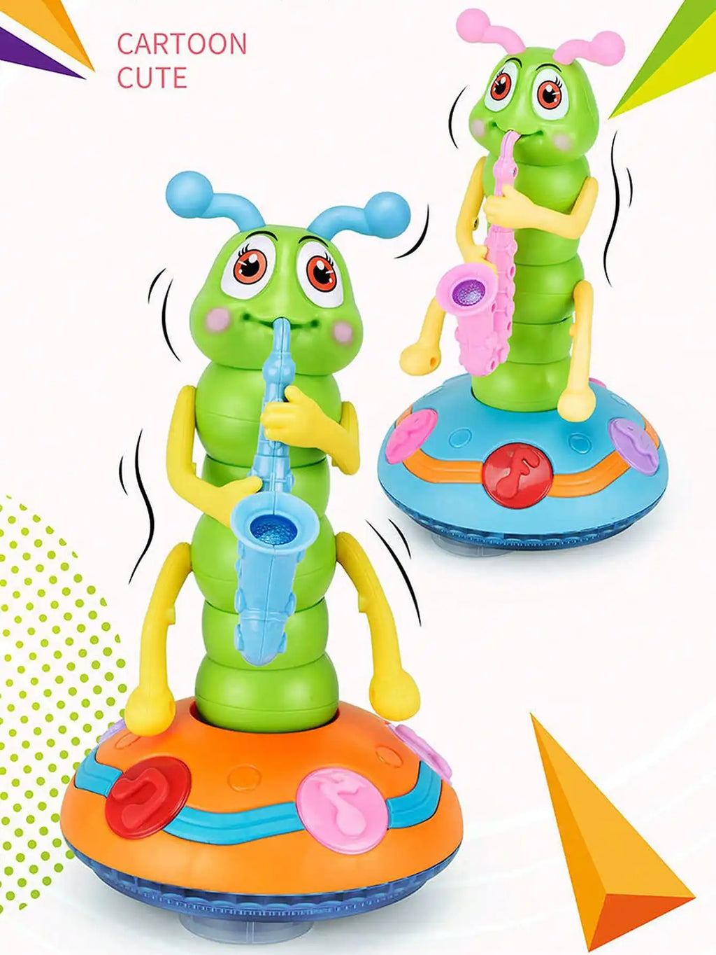 Electric Caterpillar Saxophone Toy – Dancing LED Light Music Toy for Kids
