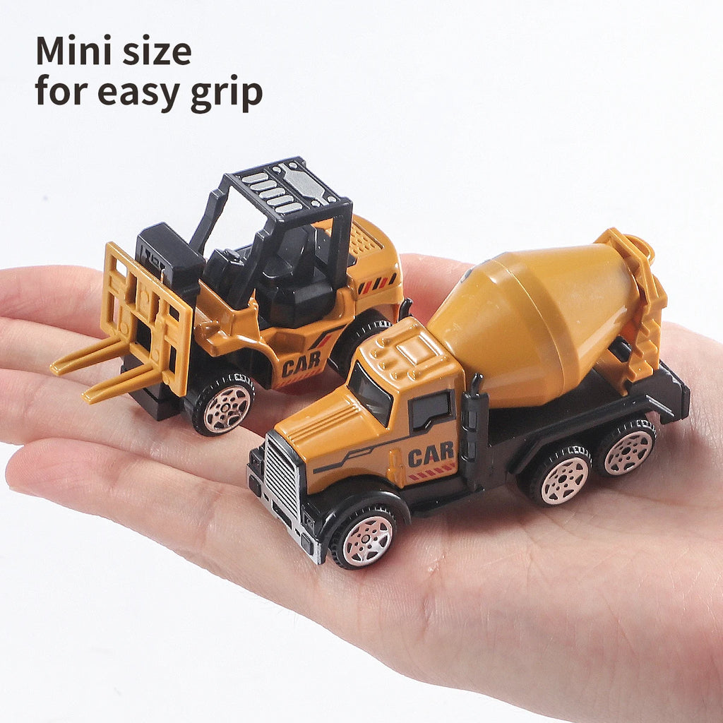 6pc Diecast Engineering Vehicle Set – Alloy Toy Cars with Excavator, Bulldozer & Roller