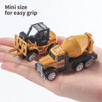 6pc Diecast Engineering Vehicle Set – Alloy Toy Cars with Excavator, Bulldozer & Roller