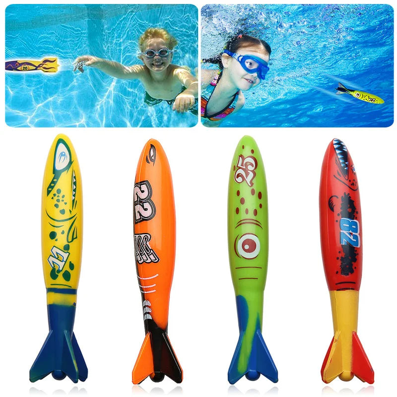 Kids Shark Rocket Pool Diving Toys – Summer Swimming Pool Dive Game Set