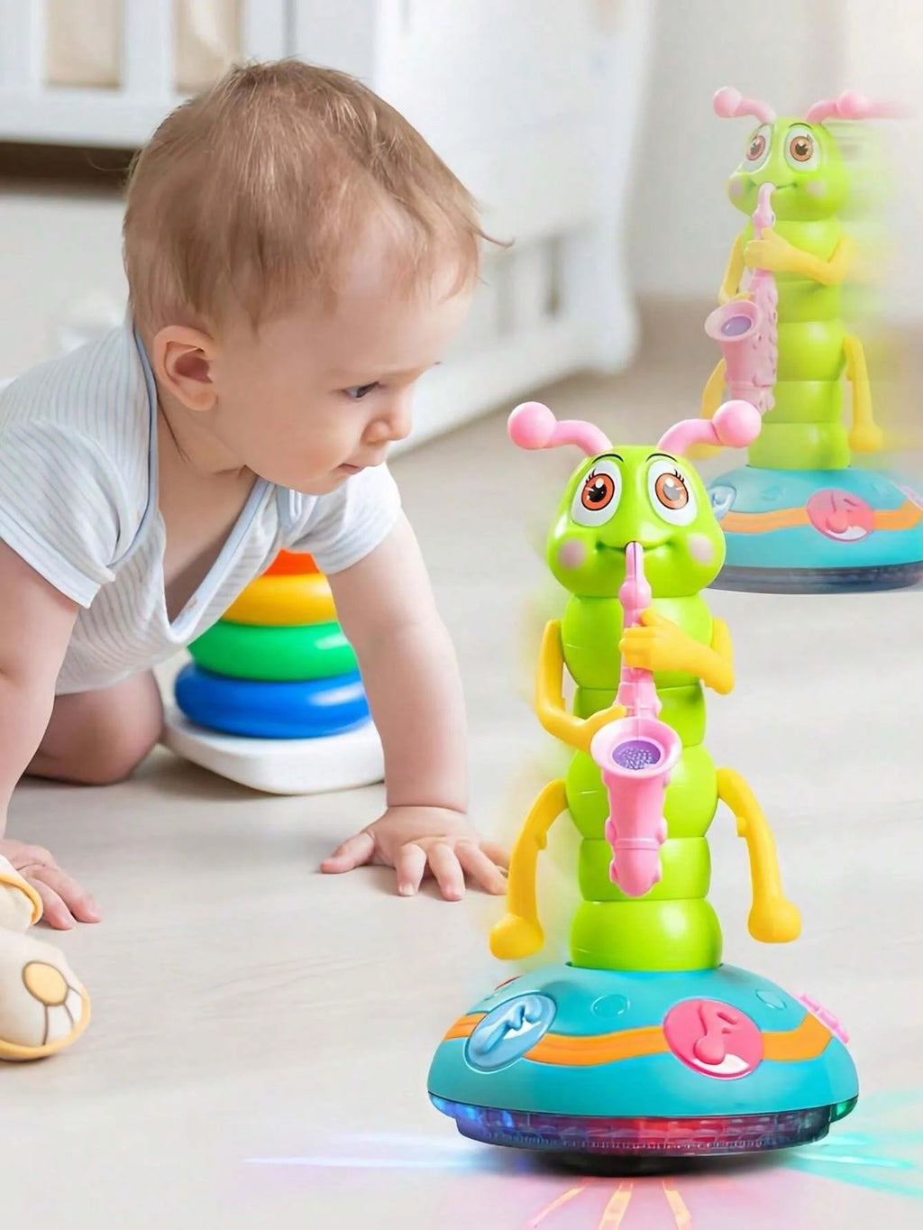 Electric Caterpillar Saxophone Toy – Dancing LED Light Music Toy for Kids
