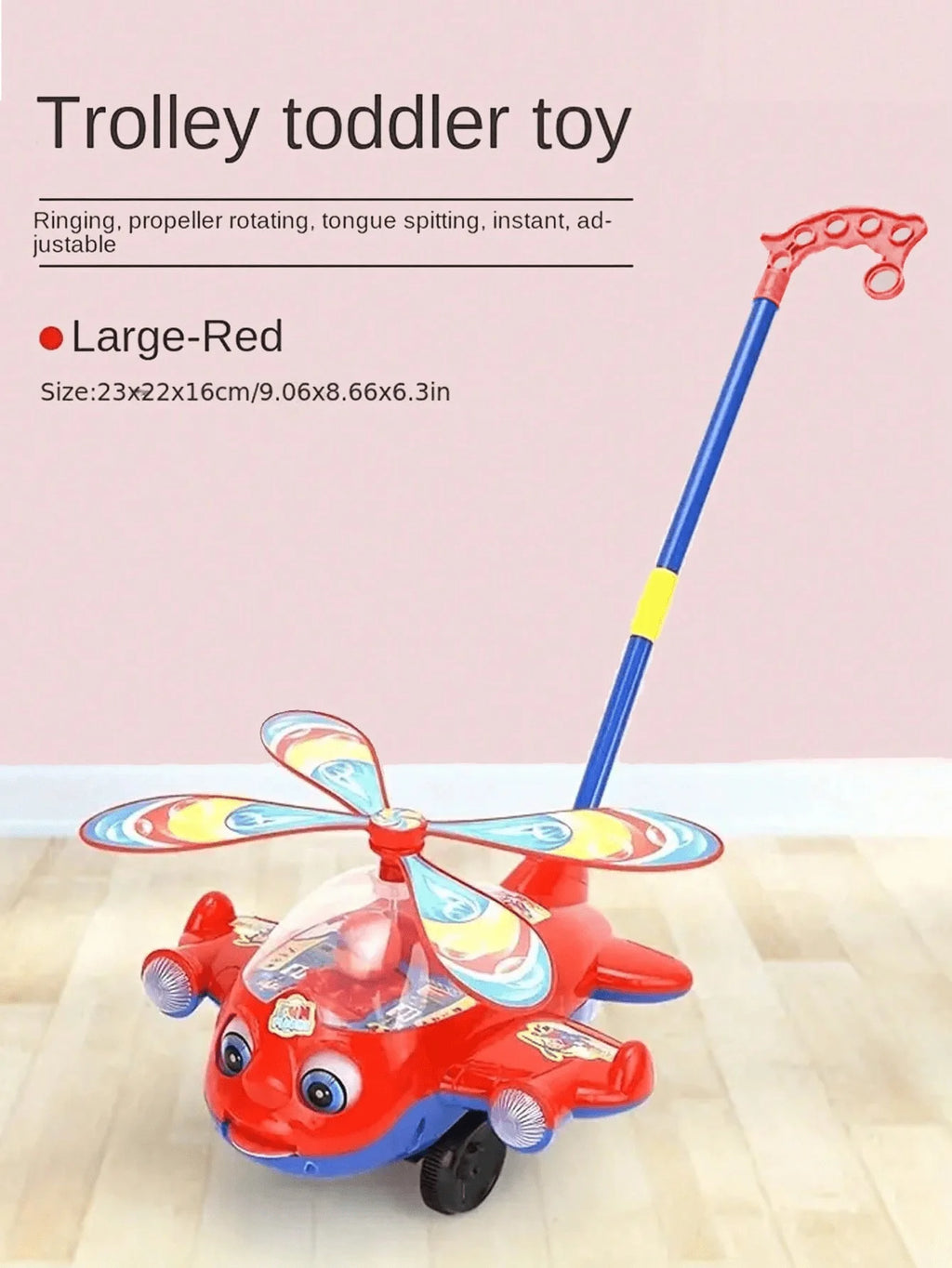 Cartoon Airplane Toy Trolley – Push Along Walking Toy for Toddlers & Kids
